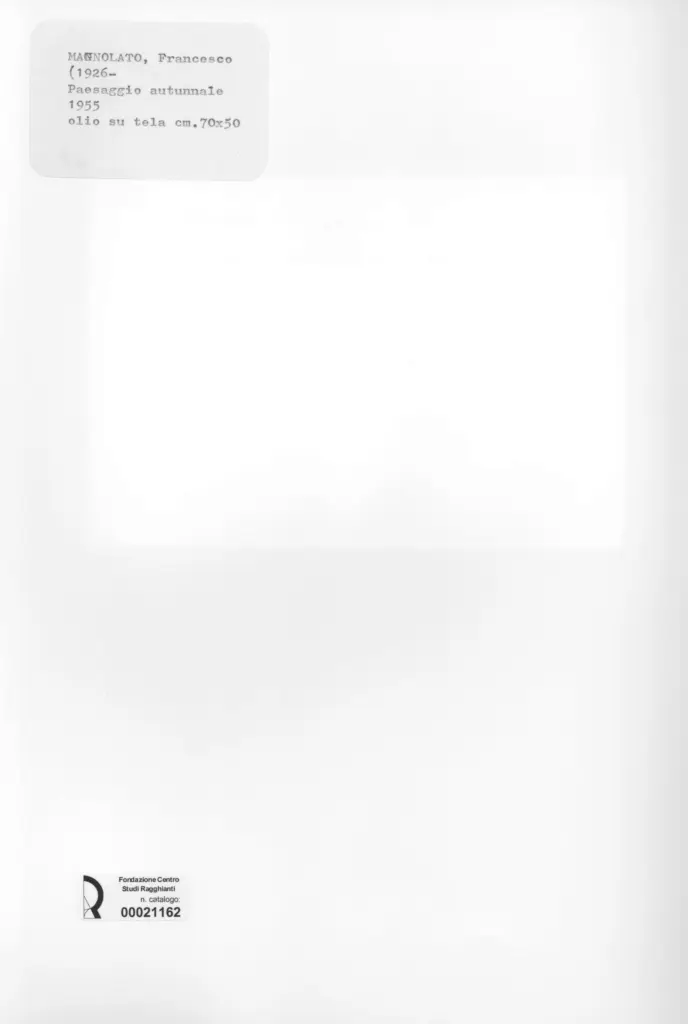 Anonimo , Magnolato, Francesco - sec. XX - Paesaggio autunnale , retro