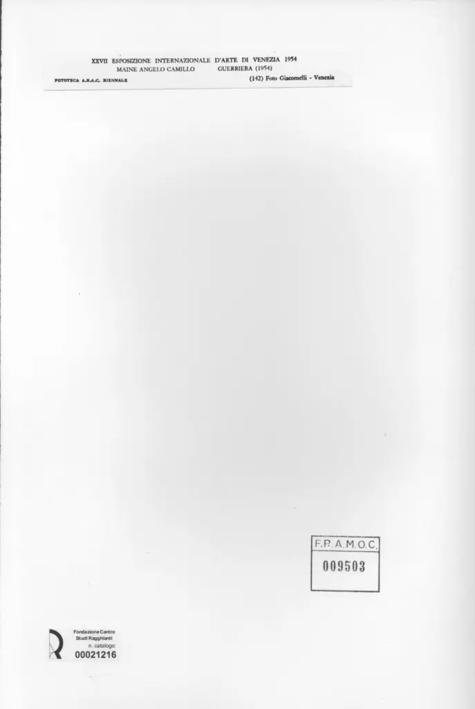 Giacomelli , Maine, Angelo Camillo - sec. XX - Guerriera , retro