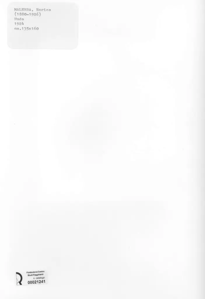 Anonimo , Malerba, Emilio - sec. XX - Nudo con capriolo , retro