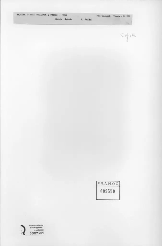 Giacomelli , Mancini, Antonio - sec. XIX/ XX - Il padre , retro