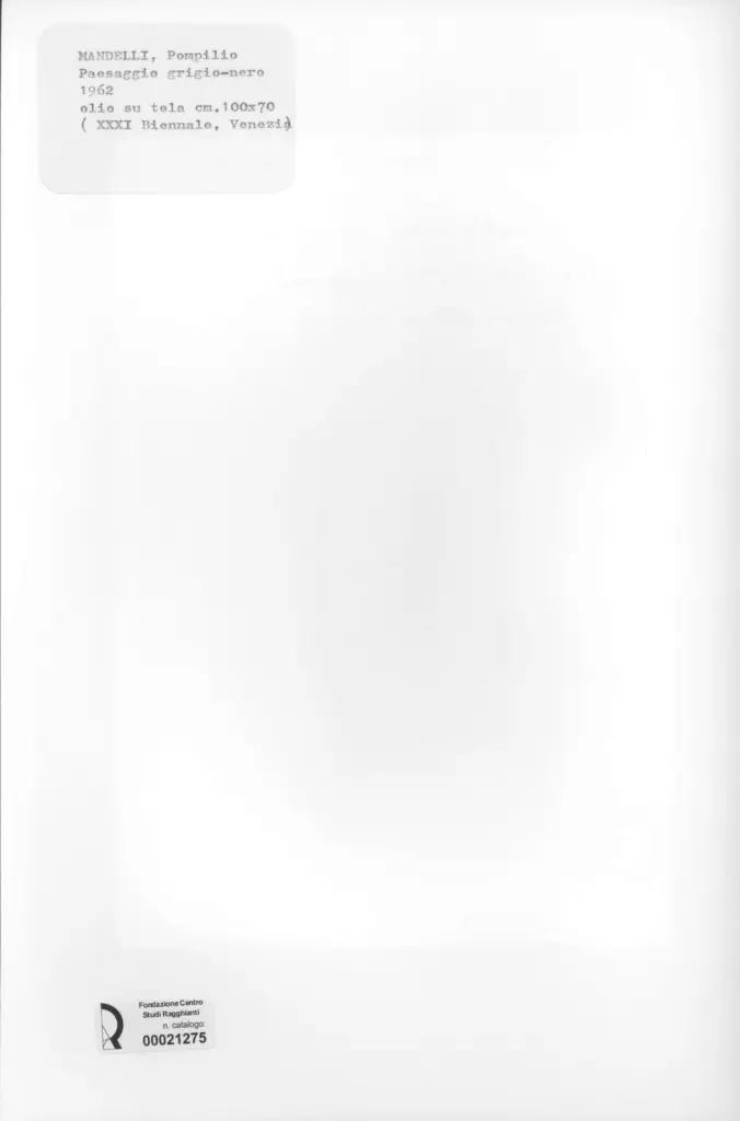 Anonimo , Mandelli, Pompilio - sec. XX - Paesaggio grigio-nero , retro