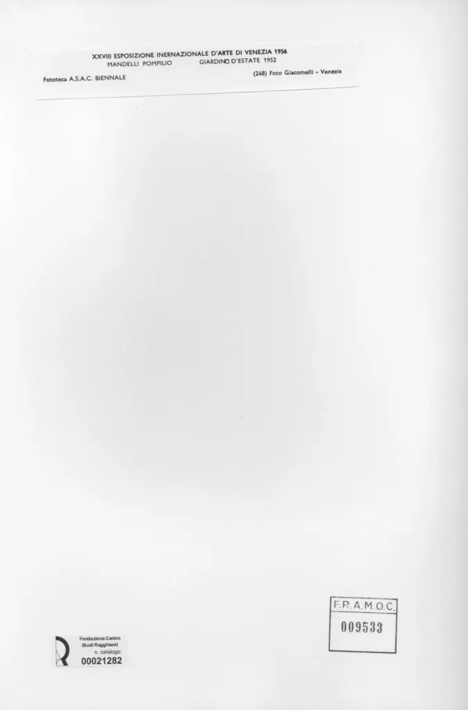 Giacomelli , Mandelli, Pompilio - sec. XX - Giardino d'estate 1952 , retro