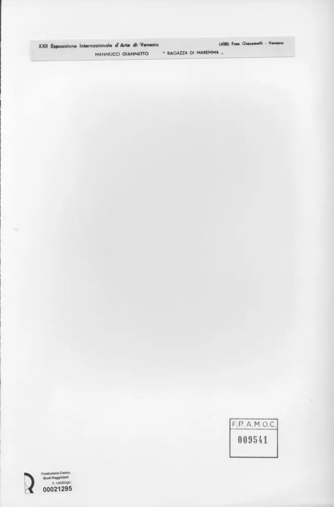 Giacomelli , Mannucci, Giannetto - sec. XX - Ragazza di Maremma , retro