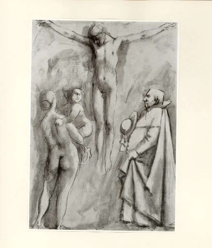 Anonimo , Manz&ugrave;, Giacomo - sec. XX - Crocifissione , fronte