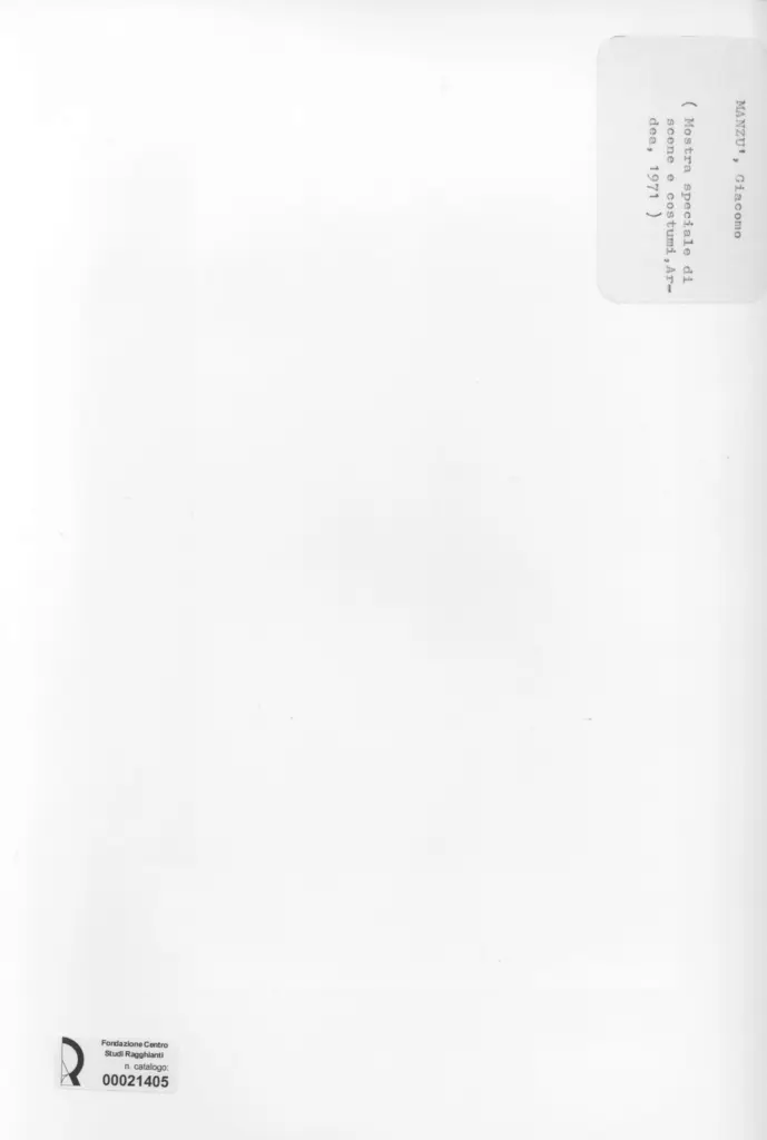 Anonimo , Manz&ugrave;, Giacomo - sec. XX - Mostra speciale di scene e costumi , retro