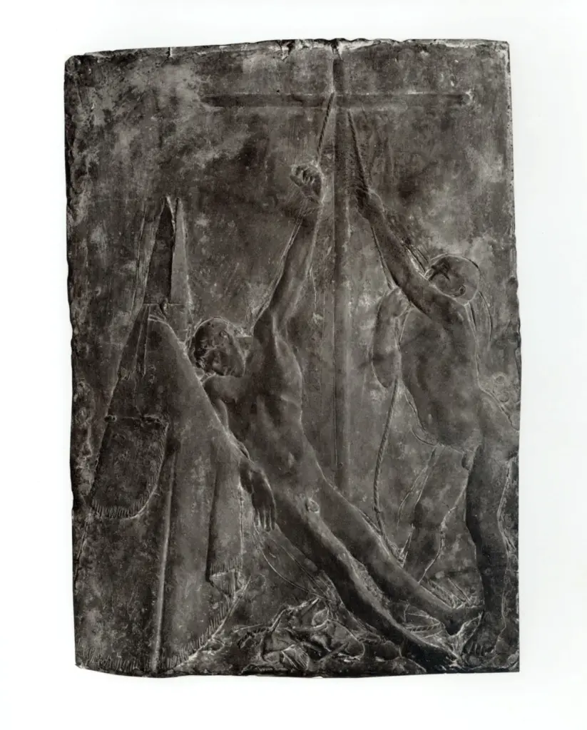 Anonimo , Manz&ugrave;, Giacomo - sec. XX - Crocifissione , fronte