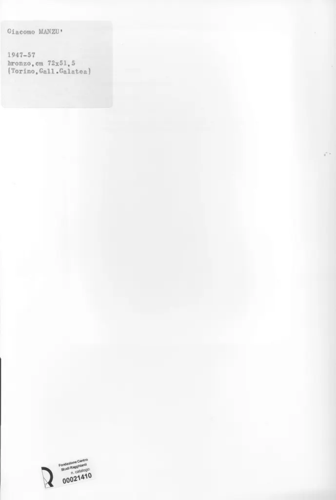 Anonimo , Manz&ugrave;, Giacomo - sec. XX - Crocifissione , retro