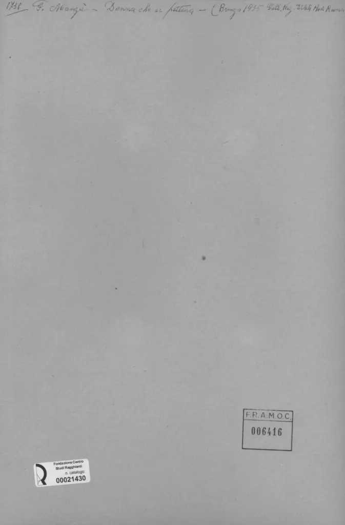 Anonimo , Manz&ugrave;, Giacomo - sec. XX - Donna che si pettina , retro