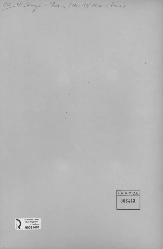 Anonimo , Manz&ugrave;, Giacomo - sec. XX - Rosi , retro