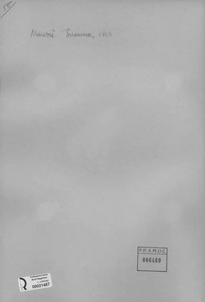 Anonimo , Manz&ugrave;, Giacomo - sec. XX - Susanna , retro