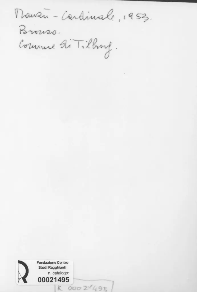 Anonimo , Manz&ugrave;, Giacomo - sec. XX - Cardinale , retro