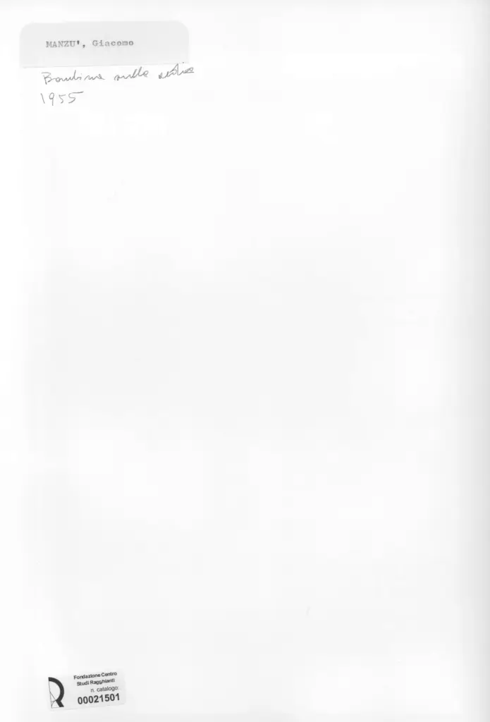 Anonimo , Manz&ugrave;, Giacomo - sec. XX - Bambina sulla sedia , retro