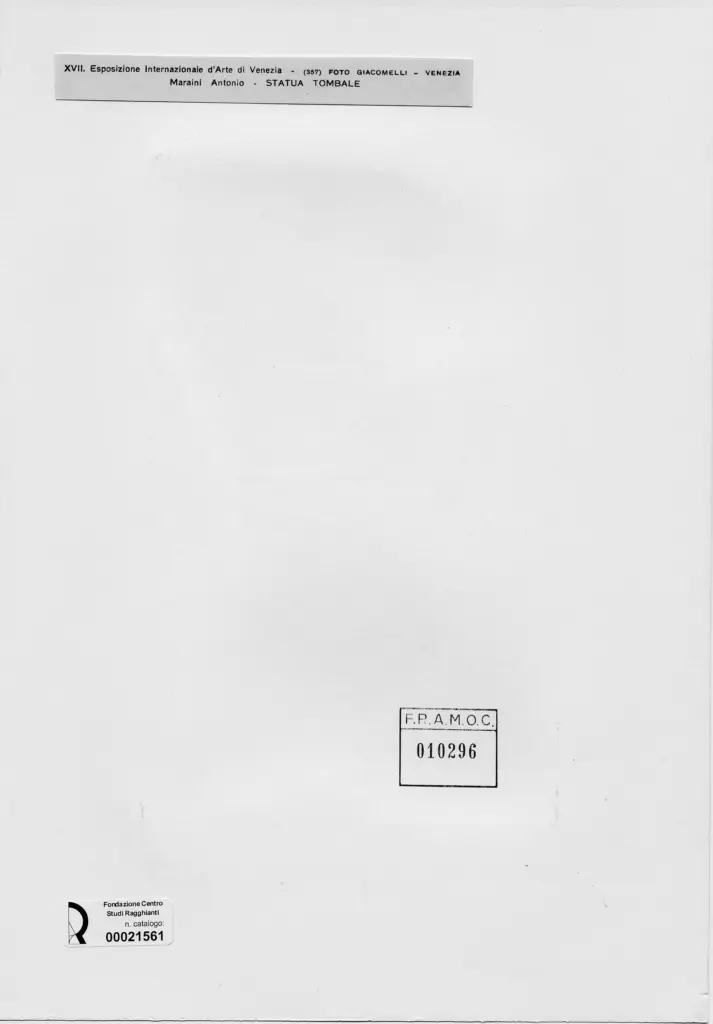 Giacomelli , Maraini, Antonio - sec. XX - Statua tombale , retro