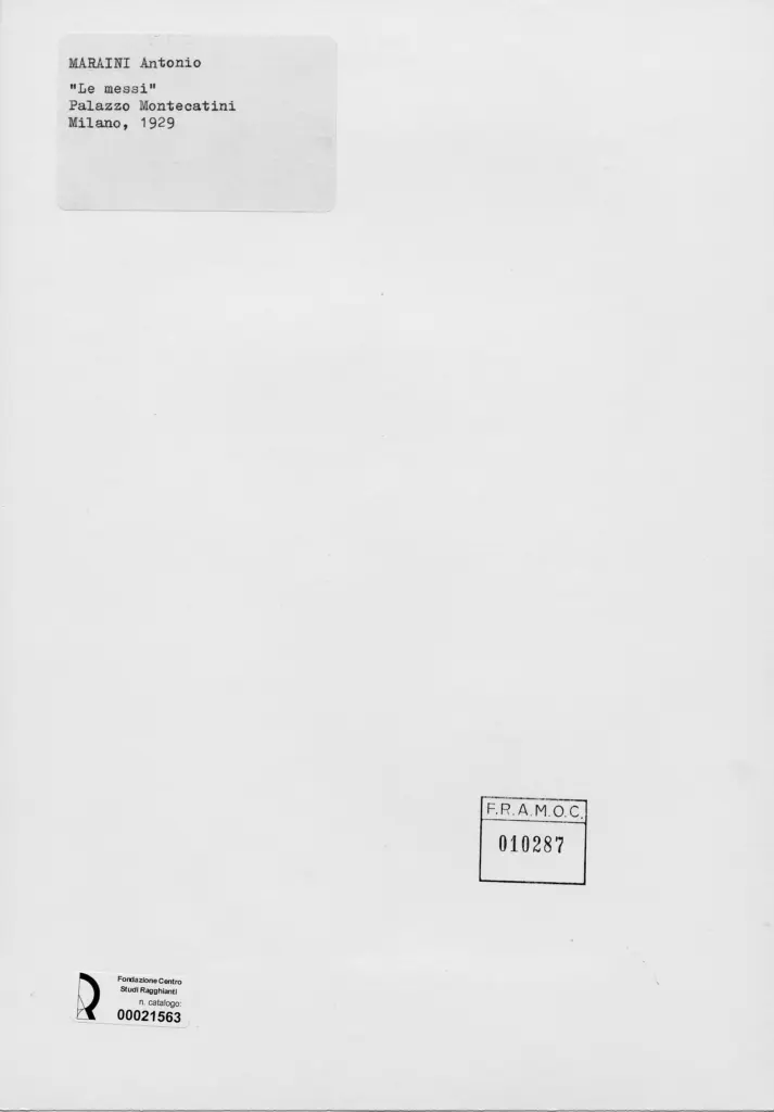 Anonimo , Maraini, Antonio - sec. XX - Le messi , retro