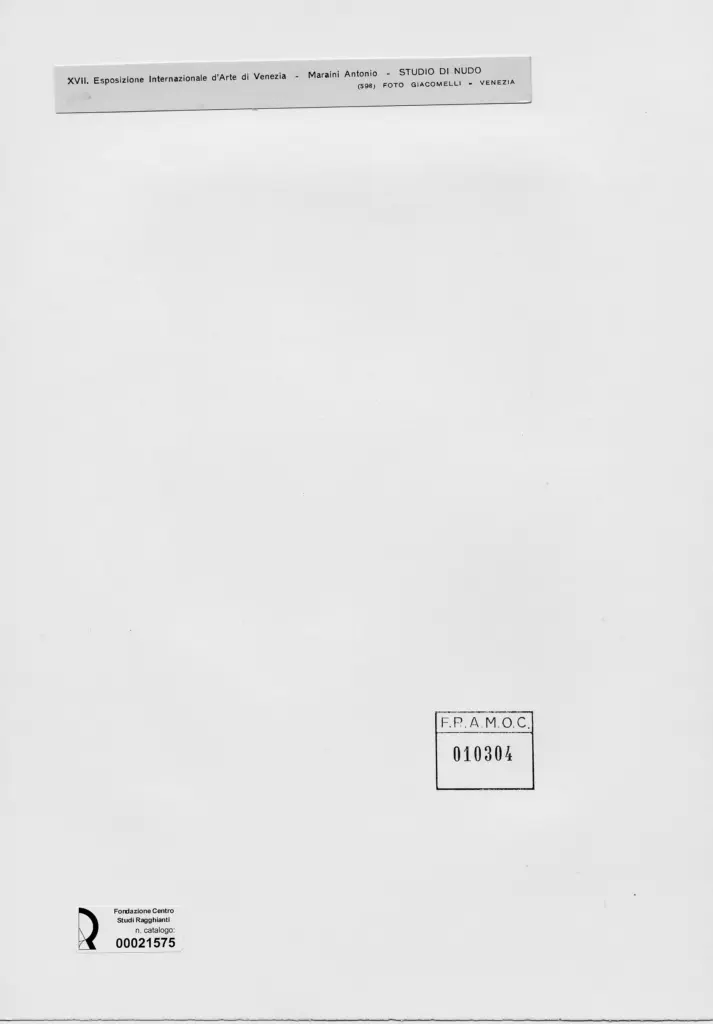 Giacomelli , Maraini, Antonio - sec. XX - Studio di nudo , retro