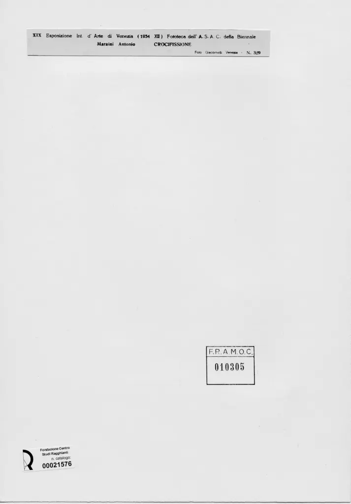 Giacomelli , Maraini, Antonio - sec. XX - Crocifissione , retro