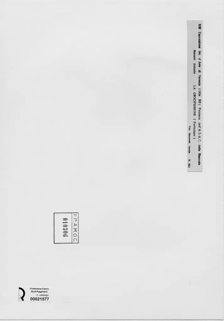 Giacomelli , Maraini, Antonio - sec. XX - La Crocifissione (particolare) , retro