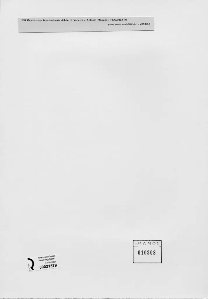 Giacomelli , Maraini, Antonio - sec. XX - Plachetta , retro