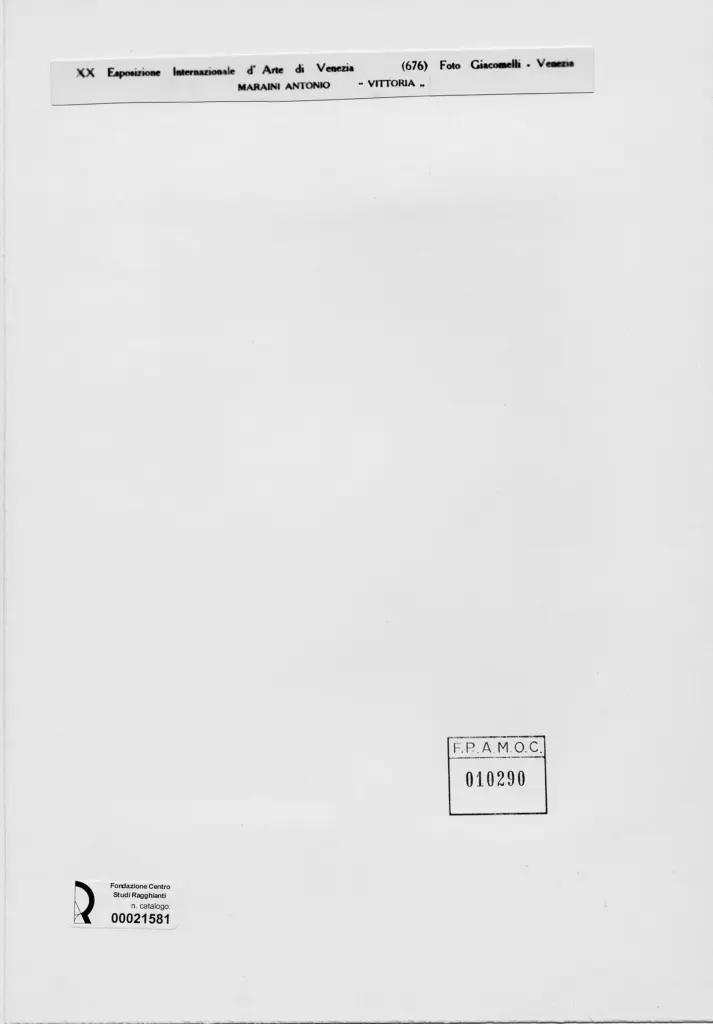 Giacomelli , Maraini, Antonio - sec. XX - Vittoria , retro