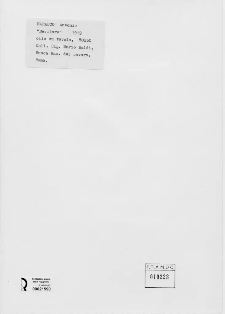 Anonimo , Marasco, Antonio - sec. XX - Bevitore , retro