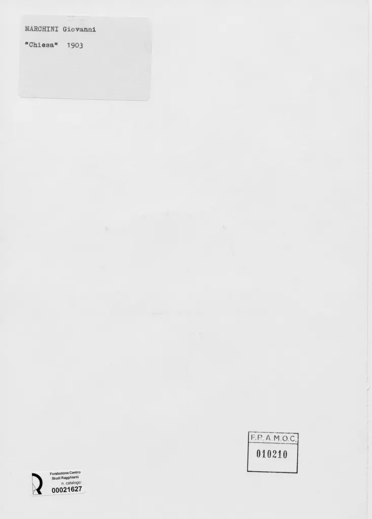 Anonimo , Marchini, Giovanni - sec. XX - Chiesa , retro