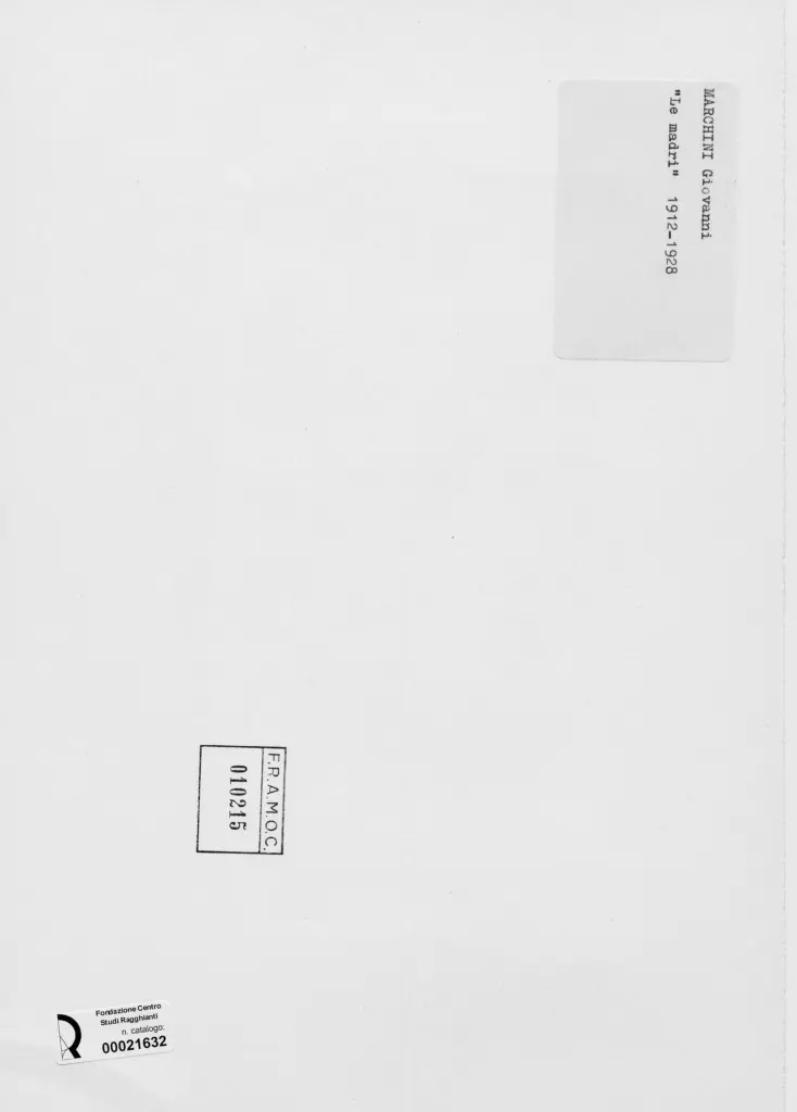 Anonimo , Marchini, Giovanni - sec. XX - Le madri , retro