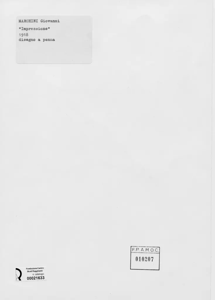 Anonimo , Marchini, Giovanni - sec. XX - Impressione , retro