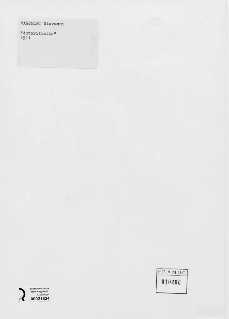 Anonimo , Marchini, Giovanni - sec. XX - Autoritratto , retro
