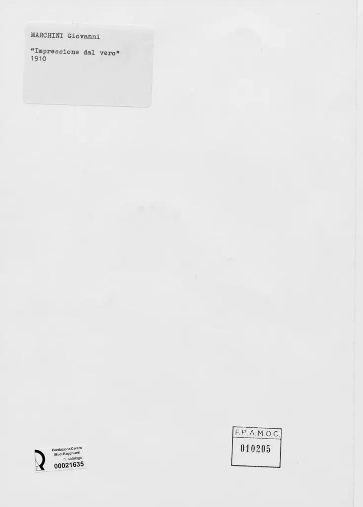 Anonimo , Marchini, Giovanni - sec. XX - Impressione dal vero , retro