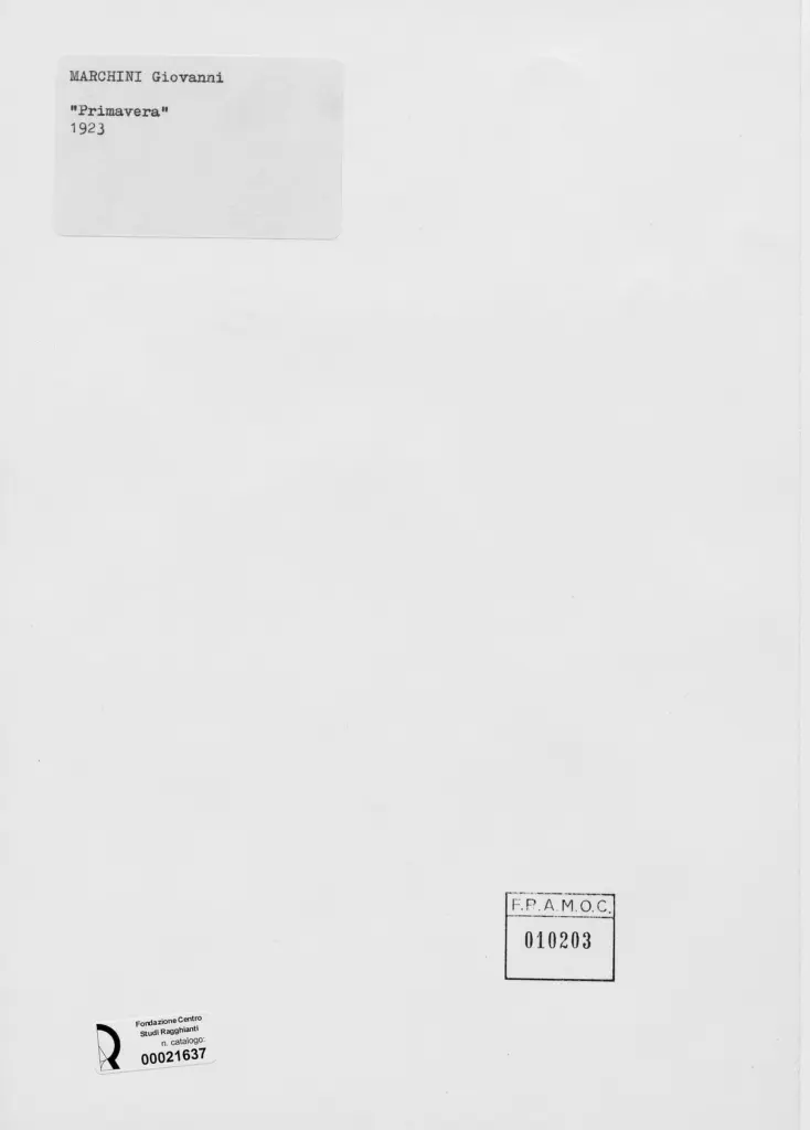 Anonimo , Marchini, Giovanni - sec. XX - Primavera , retro