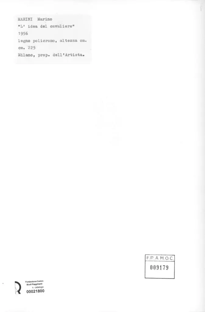 Anonimo , Marini, Marino - sec. XX - L'idea del cavaliere , retro