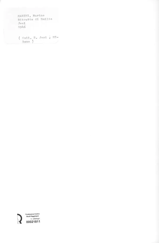 Anonimo , Marini, Marino - sec. XX - Ritratto di E. Jesi , retro