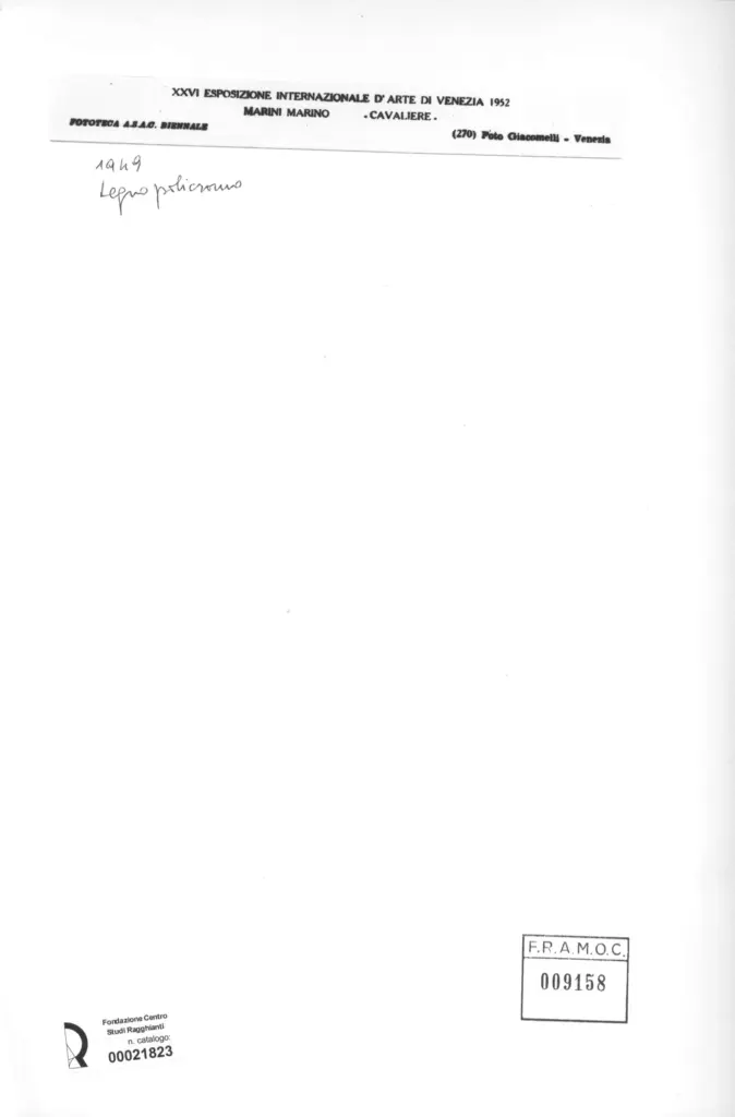 Giacomelli , Marini, Marino - sec. XX - Cavaliere , retro