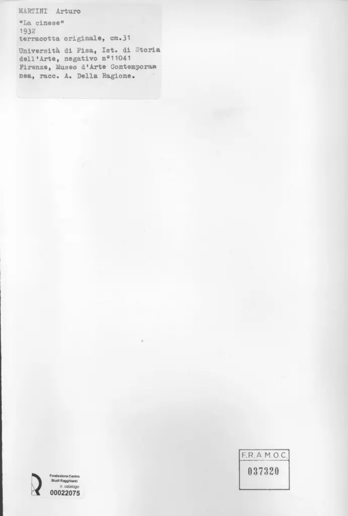 Universit&agrave; di Pisa. Dipartimento di Storia delle Arti , Martini, Arturo - sec. XX , retro