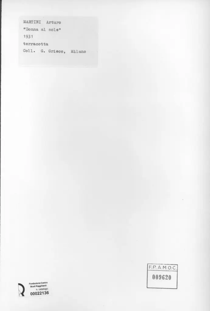 Anonimo , Martini, Arturo - sec. XX - Donna al sole , retro
