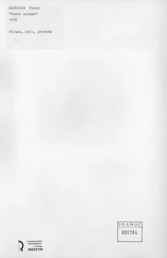 Anonimo , Marussig, Pietro - sec. XX - Paese padano , retro