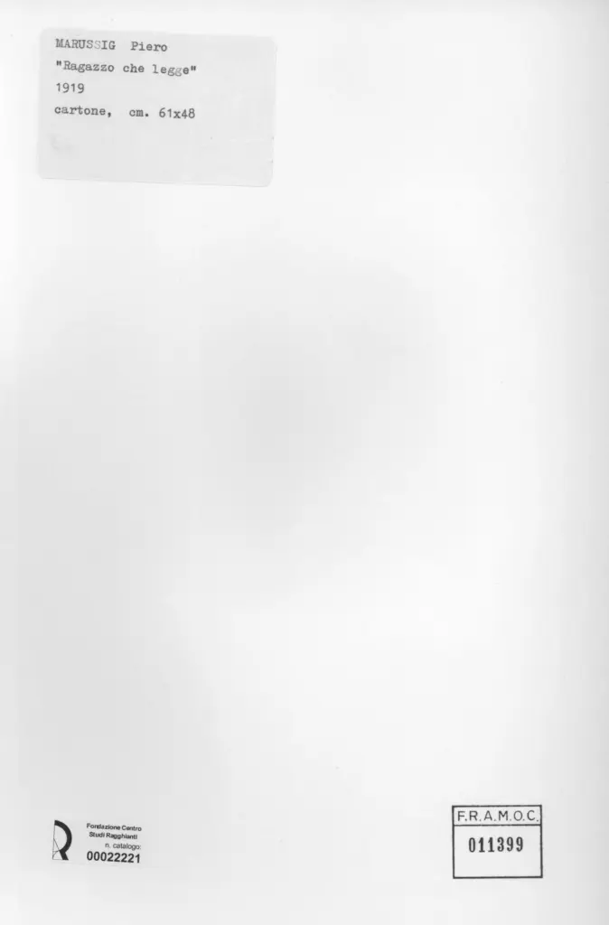 Anonimo , Marussig, Pietro - sec. XX - Ragazzo che legge , retro