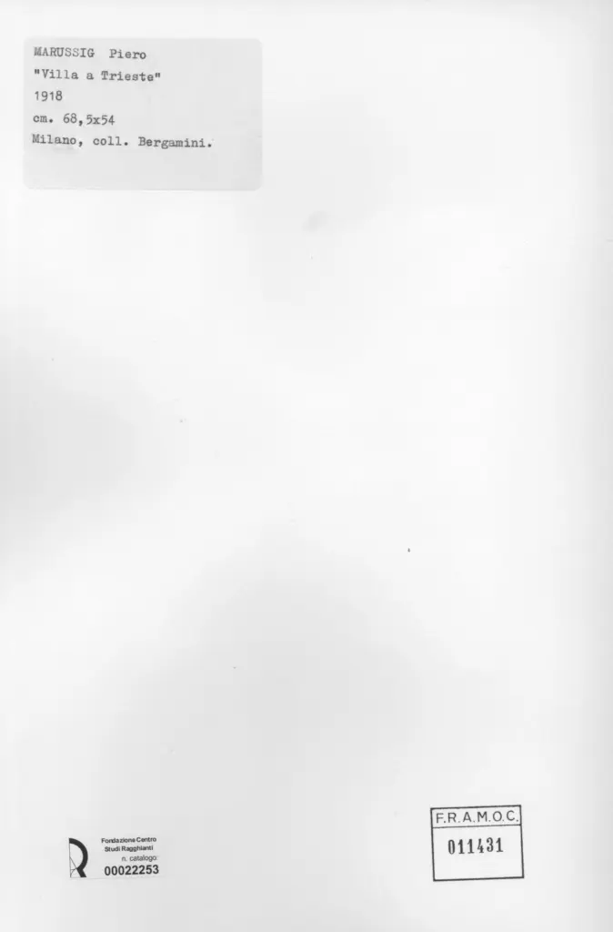 Anonimo , Marussig, Pietro - sec. XX - Villa a Trieste , retro
