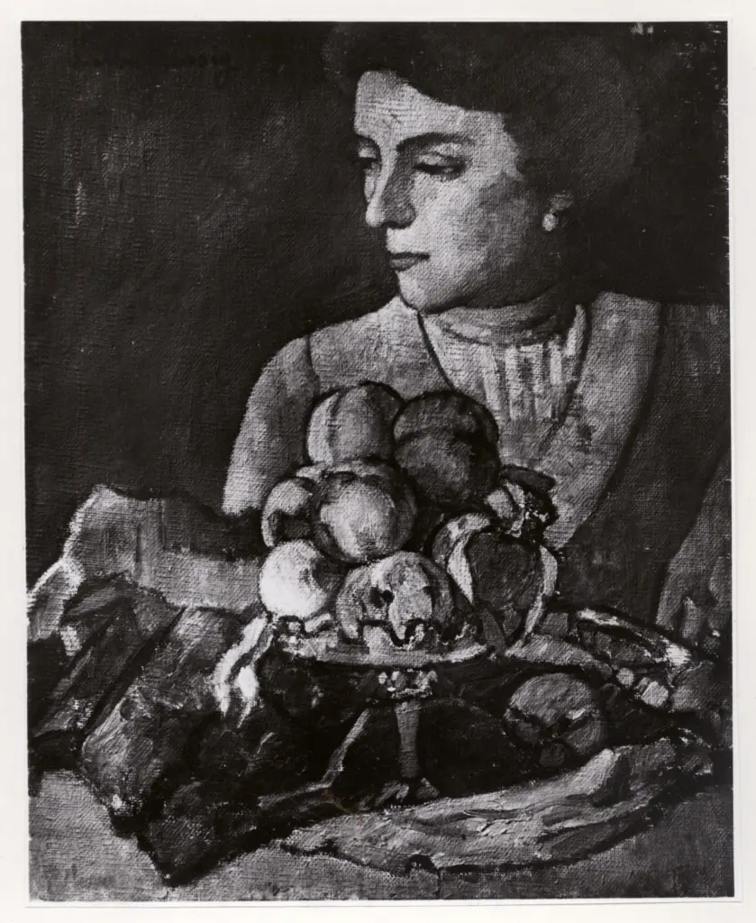 Anonimo , Marussig, Pietro - sec. XX - Figura con fruttiera