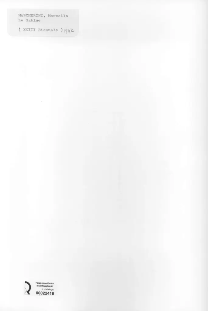 Anonimo , Mascherini, Marcello - sec. XX - Le Sabine , retro