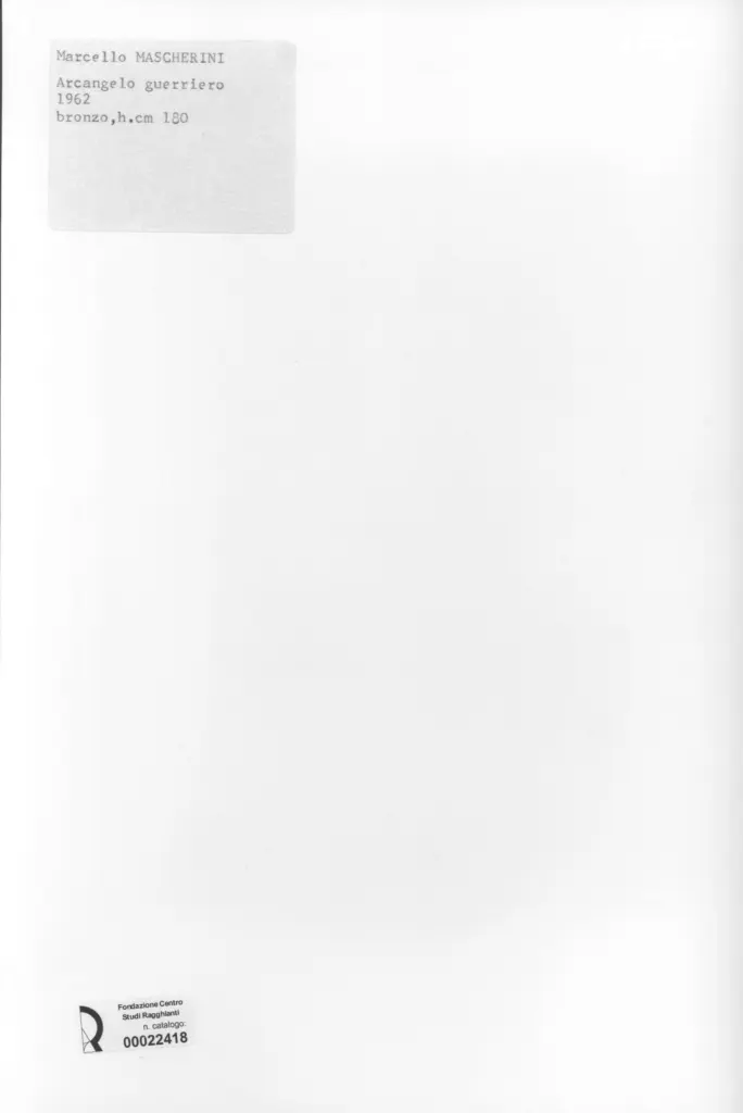 Anonimo , Mascherini, Marcello - sec. XX - Arcangelo guerriero , retro