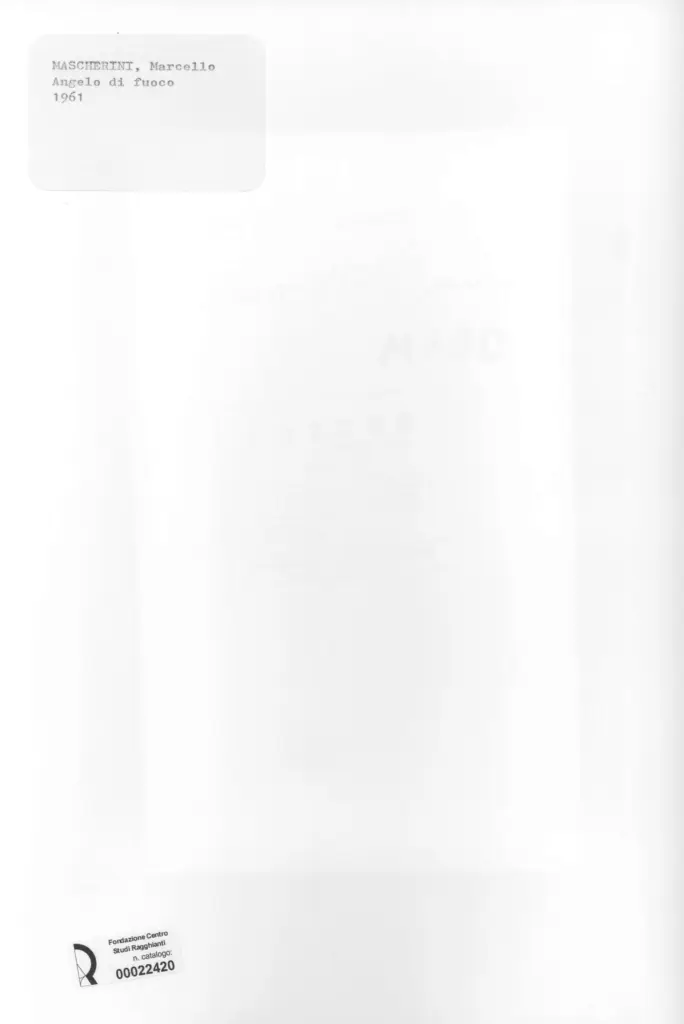 Giacomelli , Mascherini, Marcello - sec. XX - Angelo di fuoco , retro