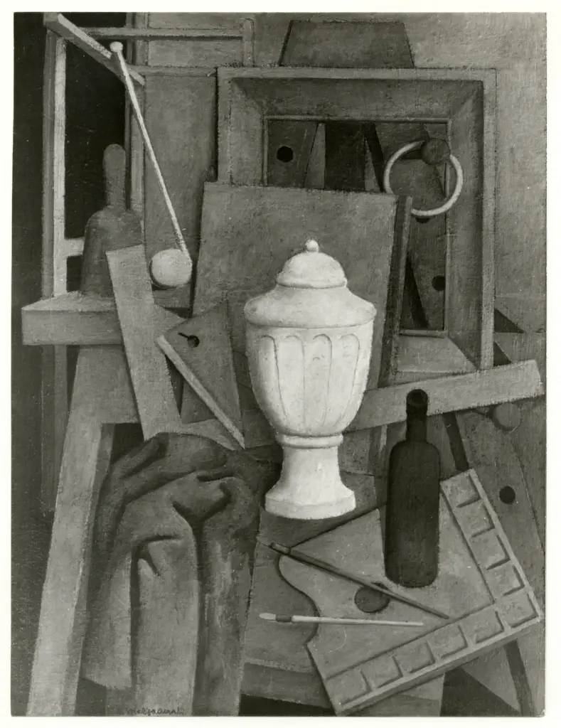 Mazzacurati, Marino , Natura morta con vaso e bottiglia -