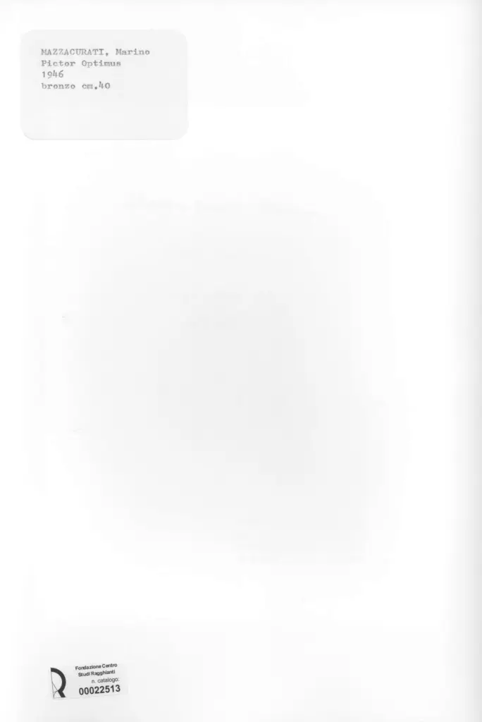 Anonimo , Mazzacurati, Marino - sec. XX - Pictor Optimus , retro