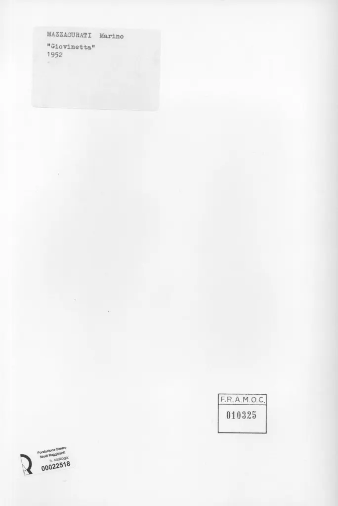 Anonimo , Mazzacurati, Marino - sec. XX - Giovinetta , retro