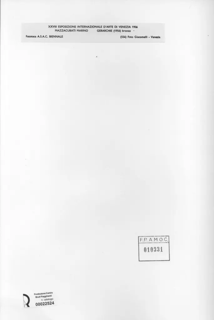 Giacomelli , Mazzacurati, Marino - sec. XX - Gerarchie , retro