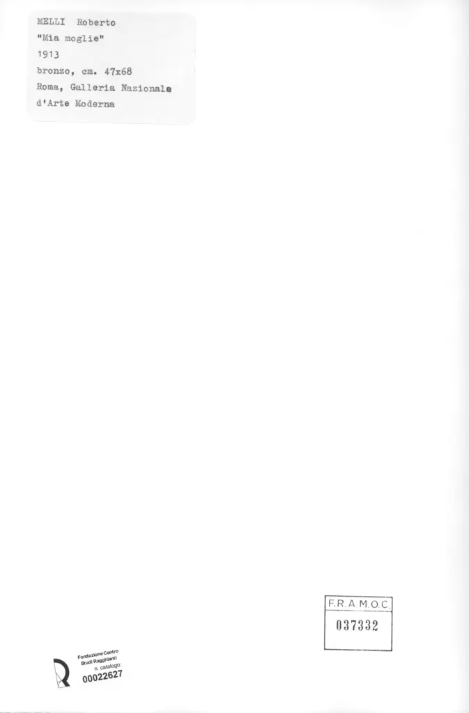 Anonimo , Melli, Roberto - sec. XX - Mia moglie , retro