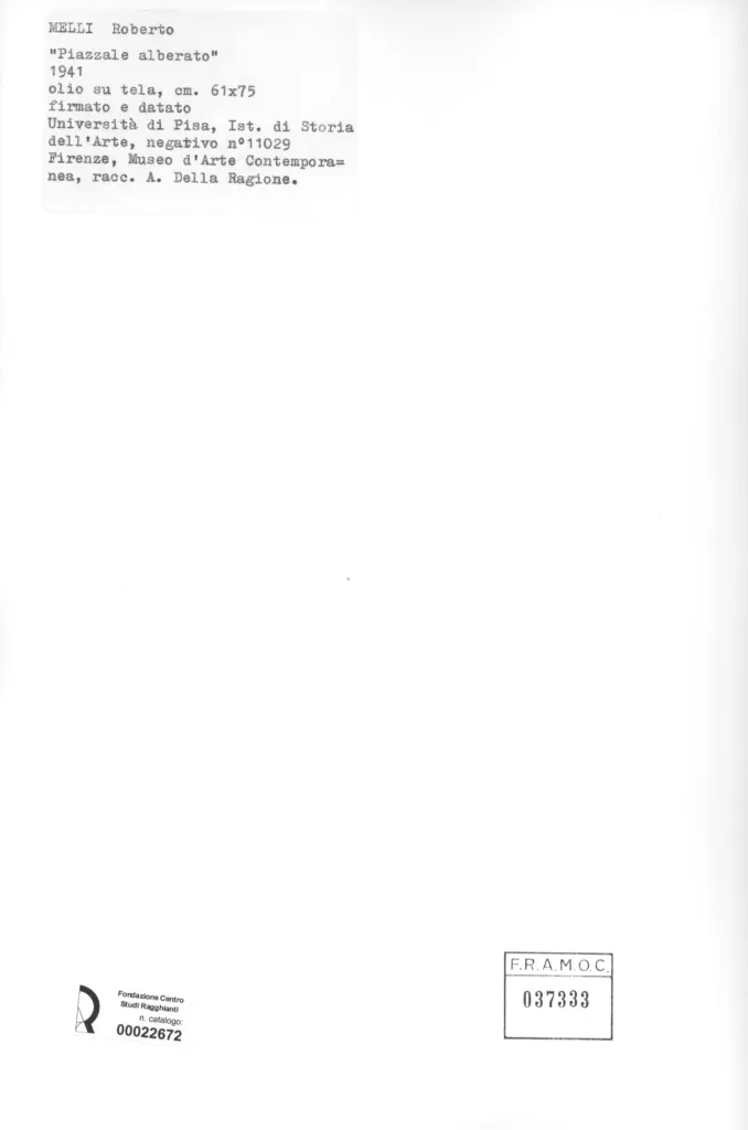 Universit&agrave; di Pisa. Dipartimento di Storia delle Arti , Melli, Roberto - sec. XX , retro