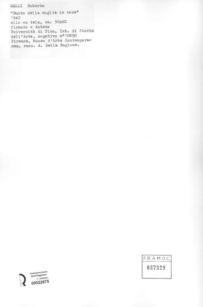 Universit&agrave; di Pisa. Dipartimento di Storia delle Arti , Melli, Roberto - sec. XX , retro