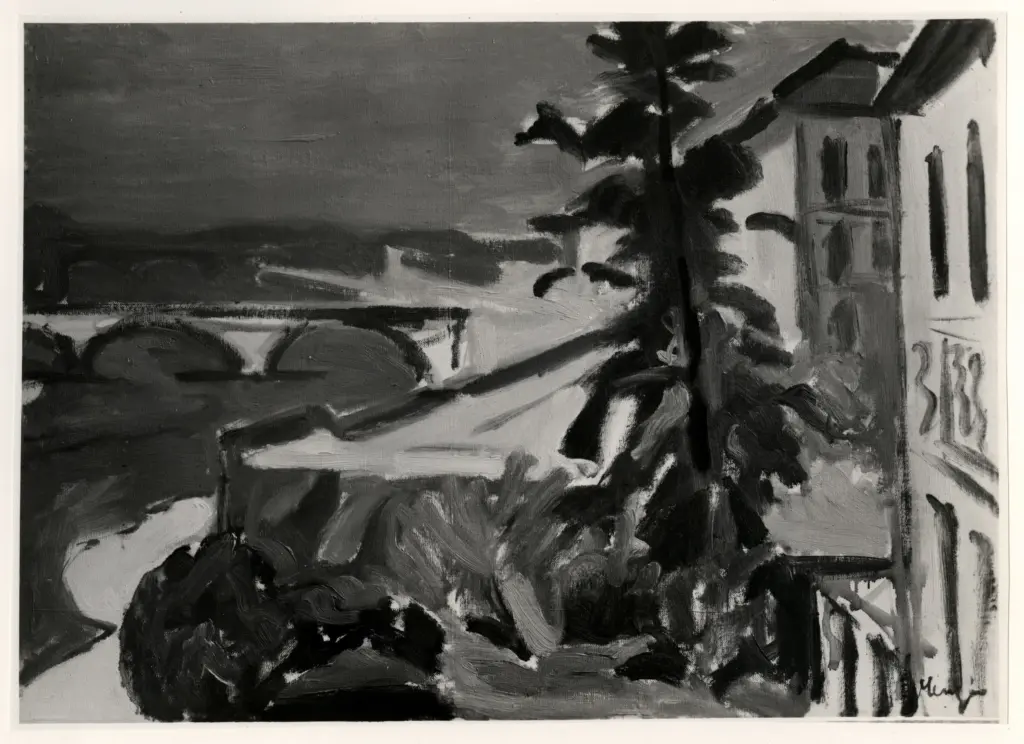 Giacomelli , Menzio, Francesco - sec. XX - Piccola veduta del Po , fronte